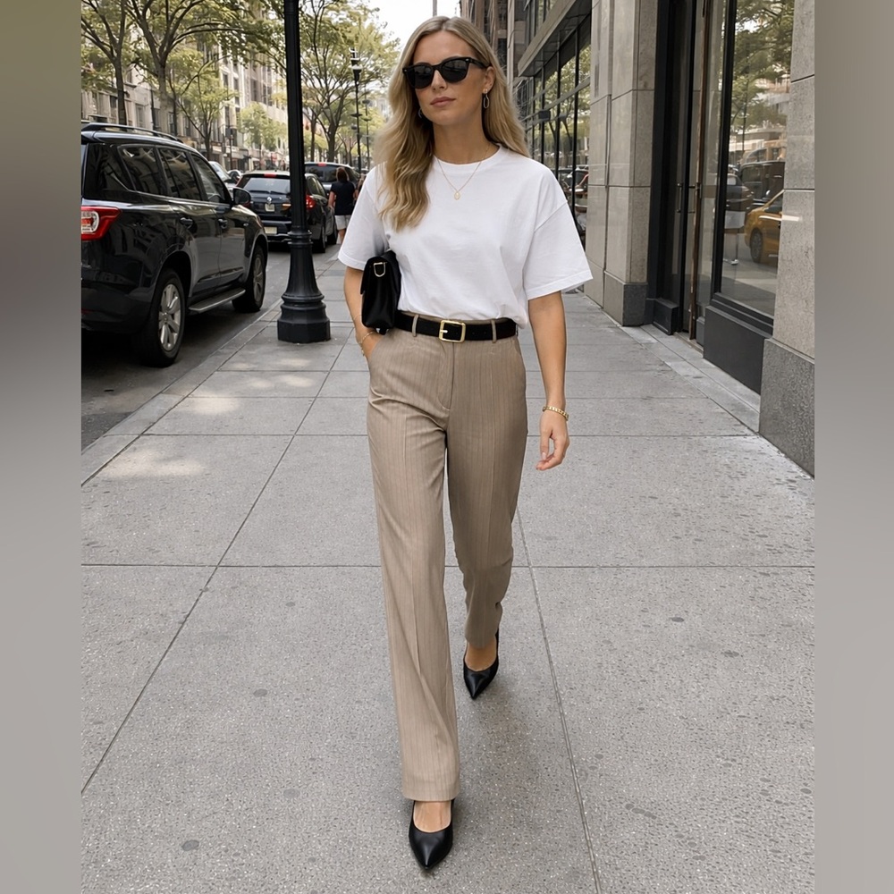 BNWT Calvin Klein Beige Wool Blend Trousers
